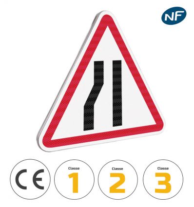 A3b - Panneau rétrécissement de chaussée par la gauche
