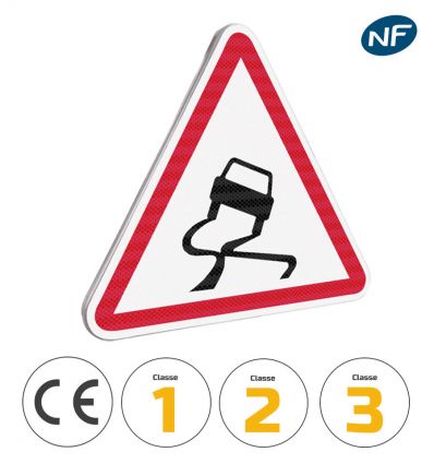A4 - Panneau Chaussée particulièrement Glissante
