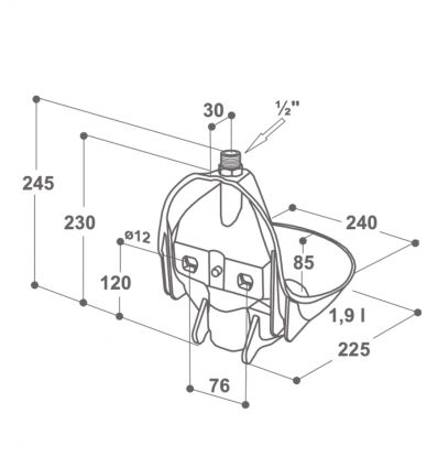 Abreuvoir à tube poussoir 10P avec cuve incassable - Raccord mâle ½" (15/21 mm)
