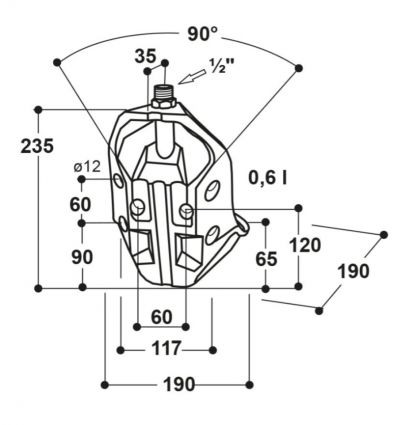 Abreuvoir ovin en fonte avec soupape tubulaire Raccord mâle ½" (15/21 mm)