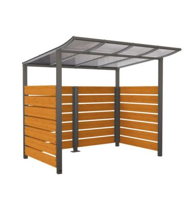 Abri vélo collectivité modulo en stratifié compact effet bois