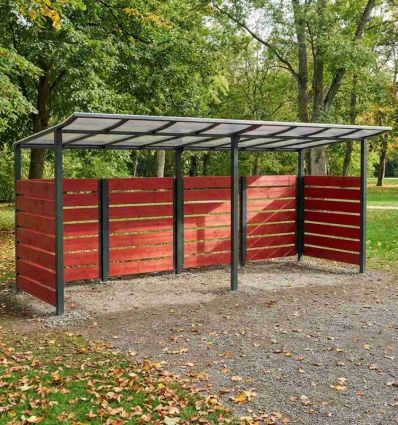 Abri vélo collectivité modulo en stratifié compact effet bois