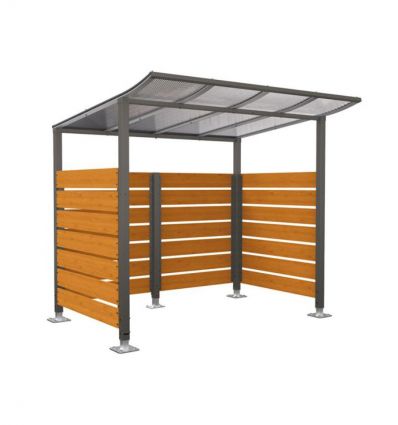 Abri vélo collectivité modulo en stratifié compact effet bois