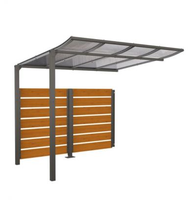 Abri vélo collectivité modulo en stratifié compact effet bois