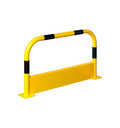 Arceau de sécurité jaune et noir avec plinthe de protection