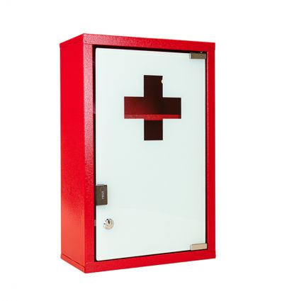 Armoire à pharmacie métallique rouge
