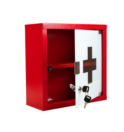 Armoire à pharmacie métallique rouge