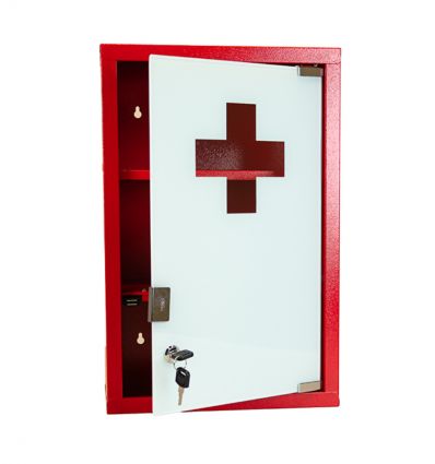 Armoire à pharmacie métallique rouge