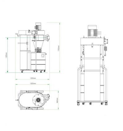 Aspirateur cyclone atelier bois 1350 m3/h