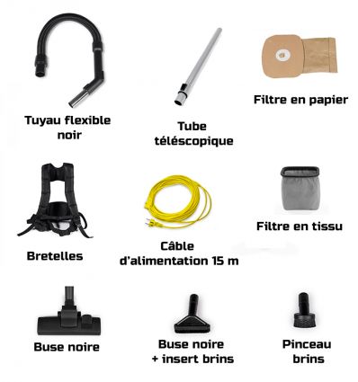 Aspirateur dorsal professionnel avec fil