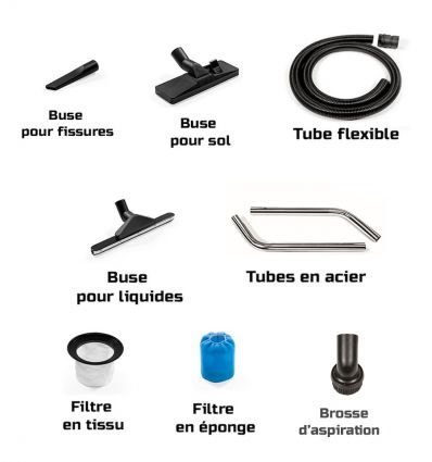 Aspirateur eau et poussière puissant 65L - 2400 W