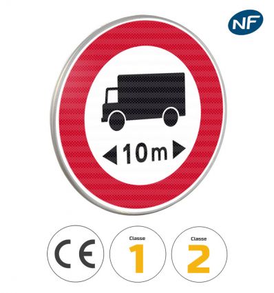 B10a - Panneau accès interdit aux véhicules de transport trop longs