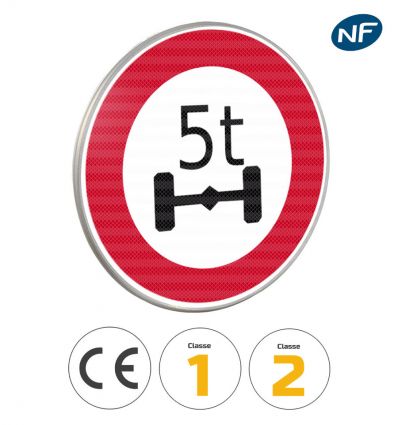 B13a - Panneau accès interdit aux véhicules selon poids par essieu