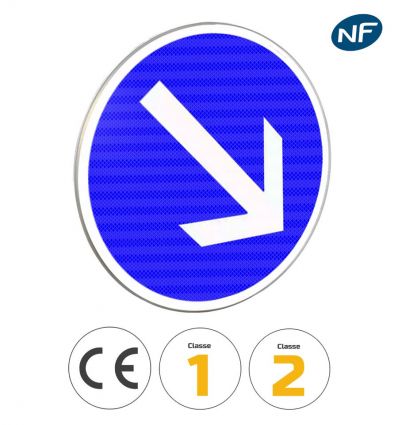 B21a1 - Panneau contournement obligatoire par la droite