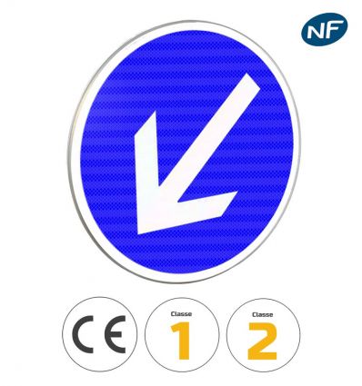B21a2 - Panneau contournement obligatoire par la gauche