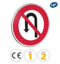 B2c - Panneau interdiction de faire demi tour sur la route suivie