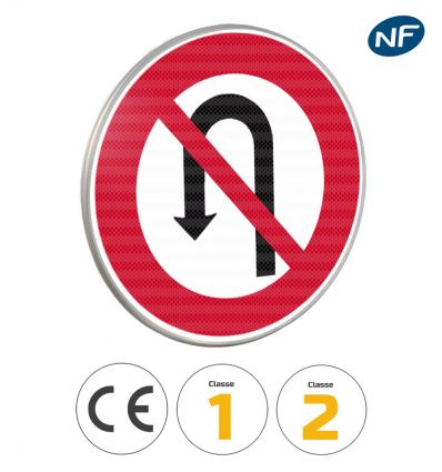 B2c - Panneau interdiction de faire demi tour sur la route suivie