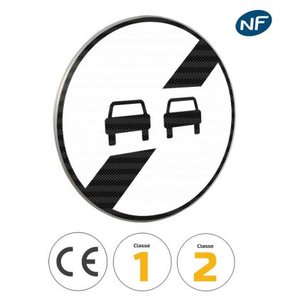 B34 - Panneau fin d'interdiction de dépasser voitures