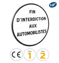 B39 - Panneau fin d'interdiction dont la nature est indiquée sur le panneau