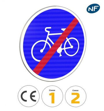 B40 - Panneau fin de piste ou bande obligatoire pour cyclistes