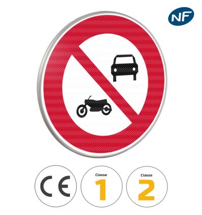 B7a - Panneau accès interdit véhicules à moteur hors cyclomoteurs