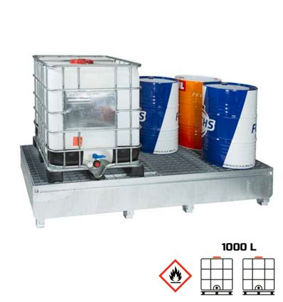 Bac de rétention cuve 1000 L en acier galvanisé