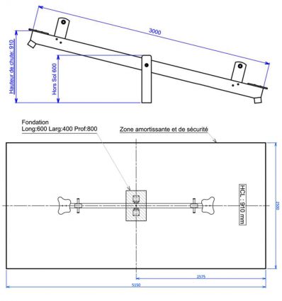 Balançoire horizontale à bascule en bois 2 à 12 ans