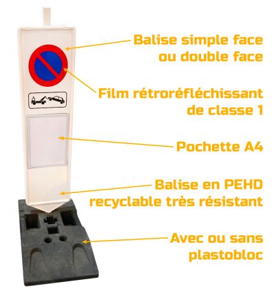 Balise Anti Stationnement avec ou sans Plastobloc