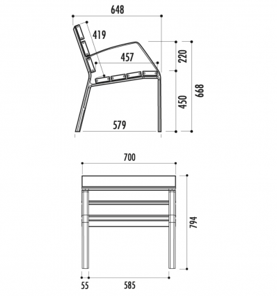Fauteuil en aluminium anodisé - Mobilier urbain