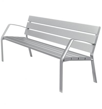 Banc public métallique pour extérieur à lattes