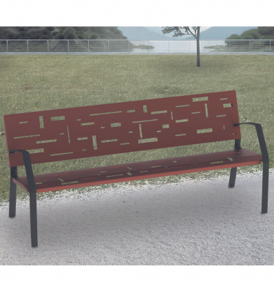 Banc acier extérieur design marron martelé corten
