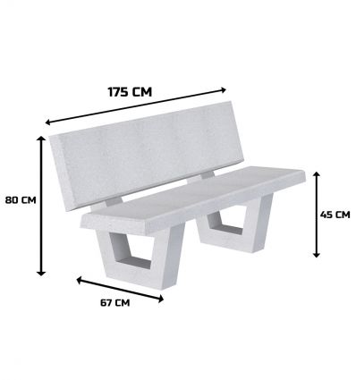 Banc béton extérieur pieds carrés