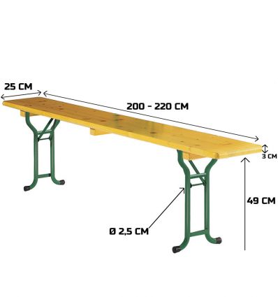 Banc de brasserie pliant bois piètement arrondi ou cornière