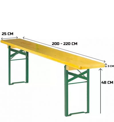 Banc de brasserie pliant bois piètement arrondi ou cornière
