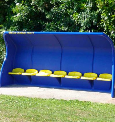Banc de touche monobloc en composite 3 à 10 joueurs