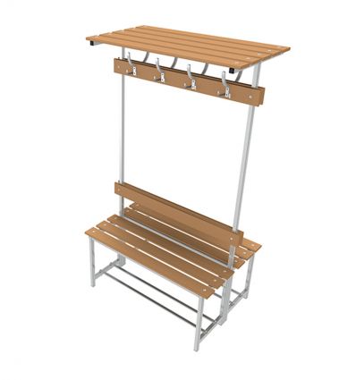 Banc de vestiaire en bois double avec patères