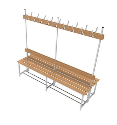 Banc de vestiaire en bois double avec patères