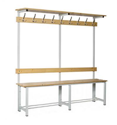 Banc de vestiaire en bois simple avec patères