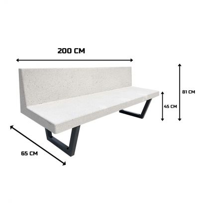 Banc en béton extérieur et pieds en acier