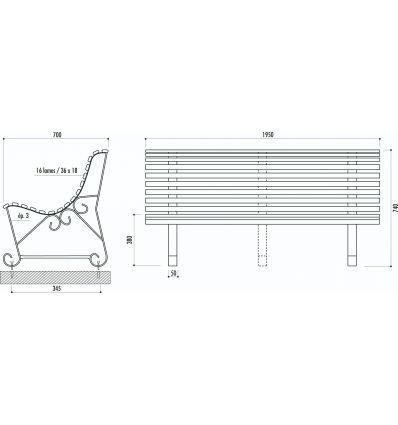Banc Public Extérieur en Acier à lattes