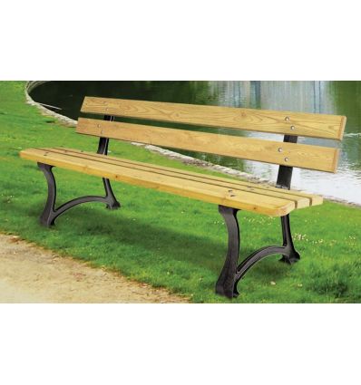 Banc public en bois et en fonte 5 lames