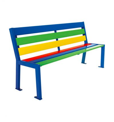 Banc extérieur en bois pour cour d'école