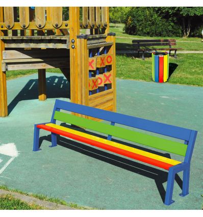 Banc extérieur en bois pour cour d'école