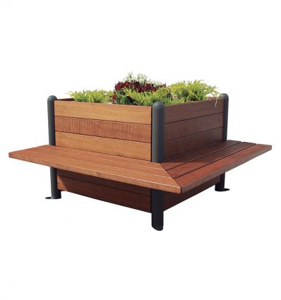 Banc Jardinière Carré en Bois et Acier