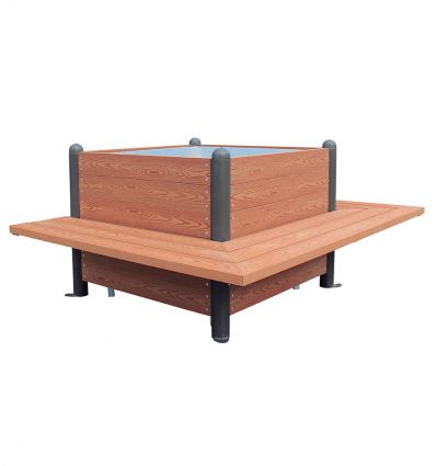 Banc Jardinière Carré en Bois et Acier