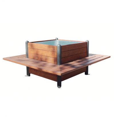 Banc Jardinière Carré en Bois et Acier