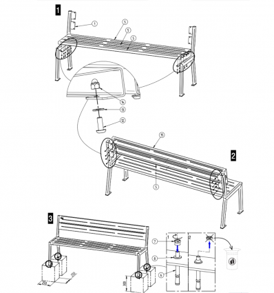 Banc public acier à lames