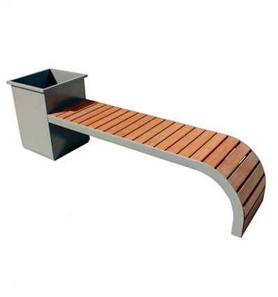 Banc Public Bois Design avec Bac à Fleurs