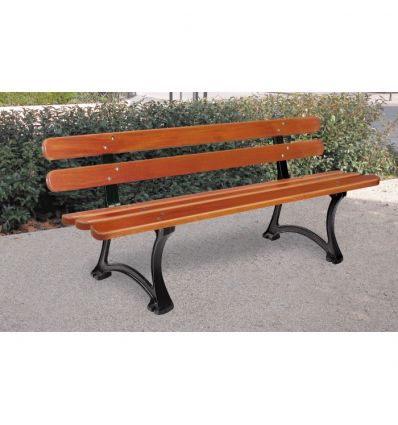 Banc public extérieur en bois 5 lames arrondies