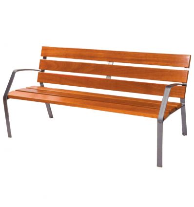 Banc public extérieur en bois pour senior et PMR